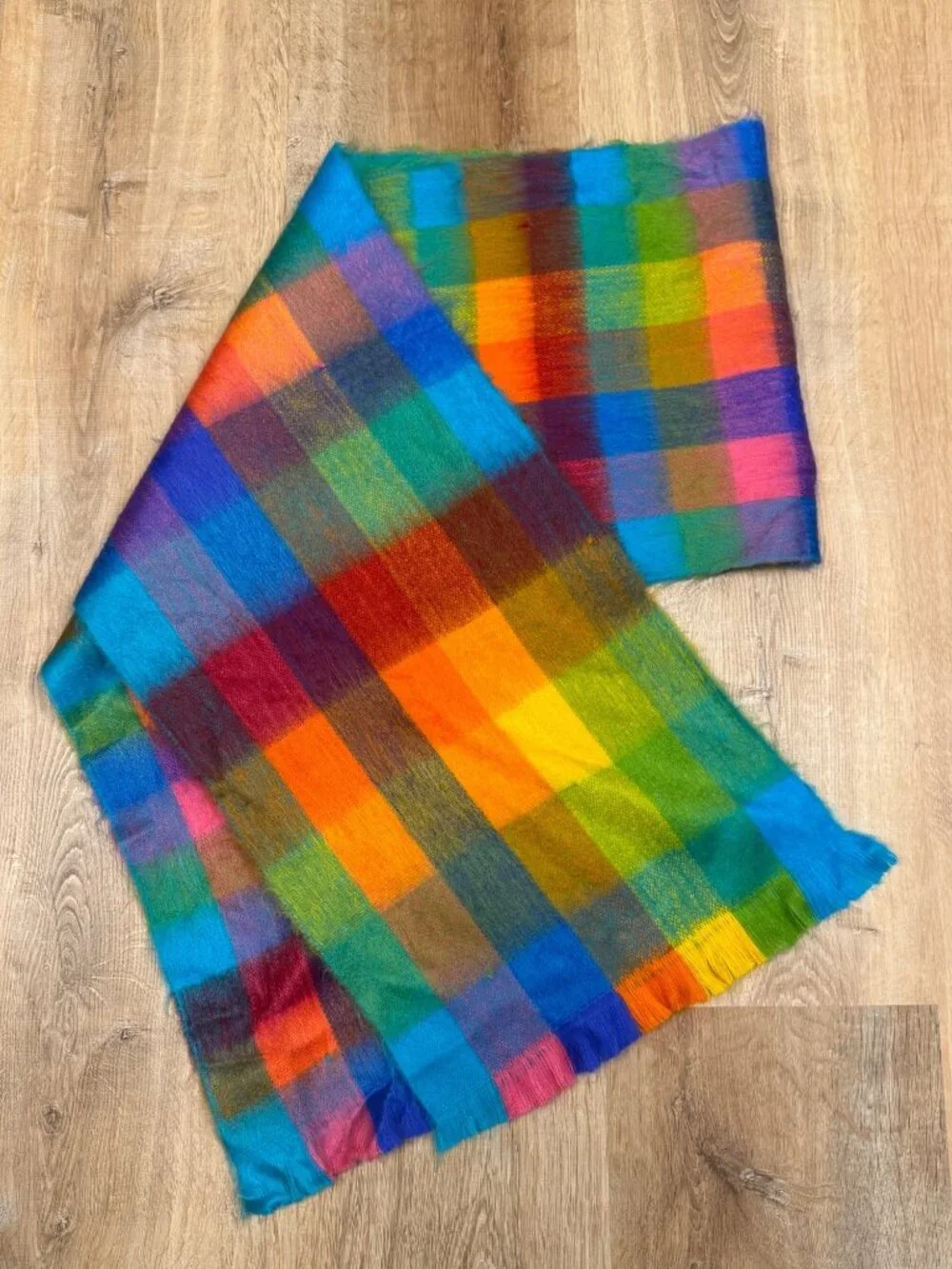 Pokoloko Rainbow Alpaca Blend Scarf Fringed Made in Ecuador Soft Lightweight 13